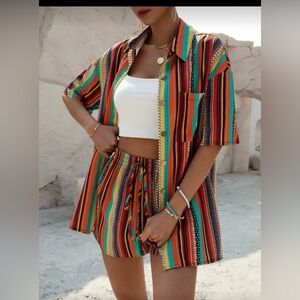Colorful Striped Two-Piece Set
